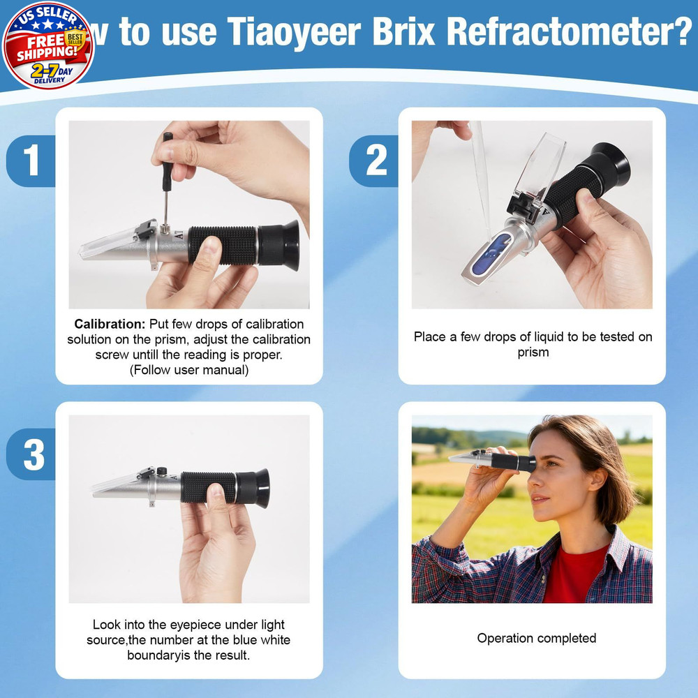 GYE Brix Refractometer with ATC, Dual Scale - Specific Gravity & Brix,...