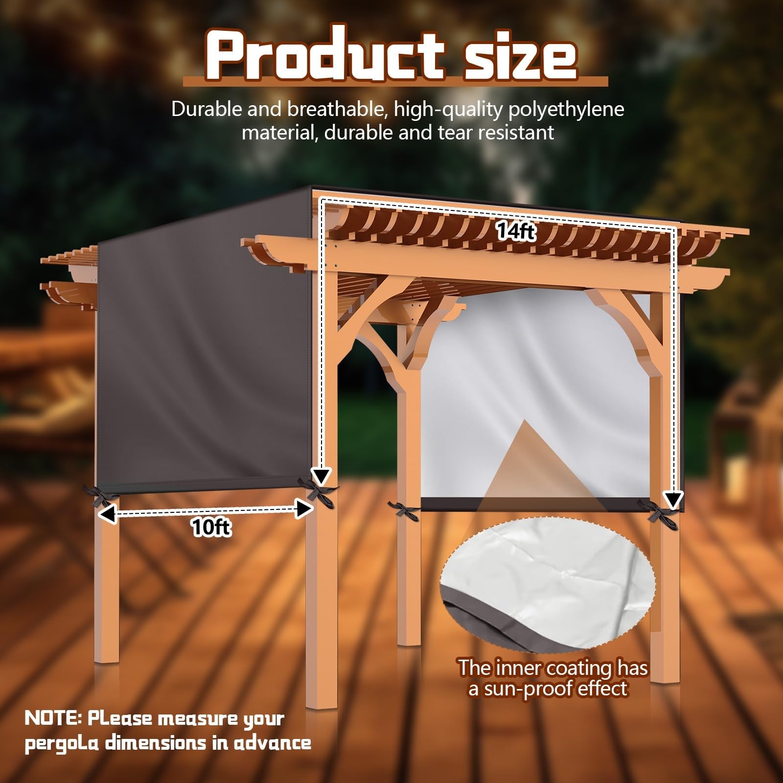 Universal Pergola Replacement Canopy Outdoor Canopy Shade Cover Waterproof Sh...