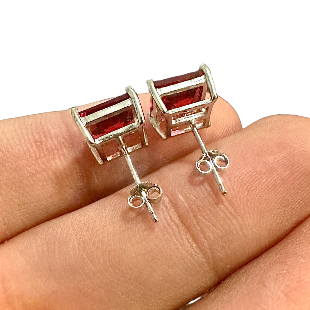 Ruby Stud Earrings Sterling Silver 925 8MM Stud Earrings for Women lab-created