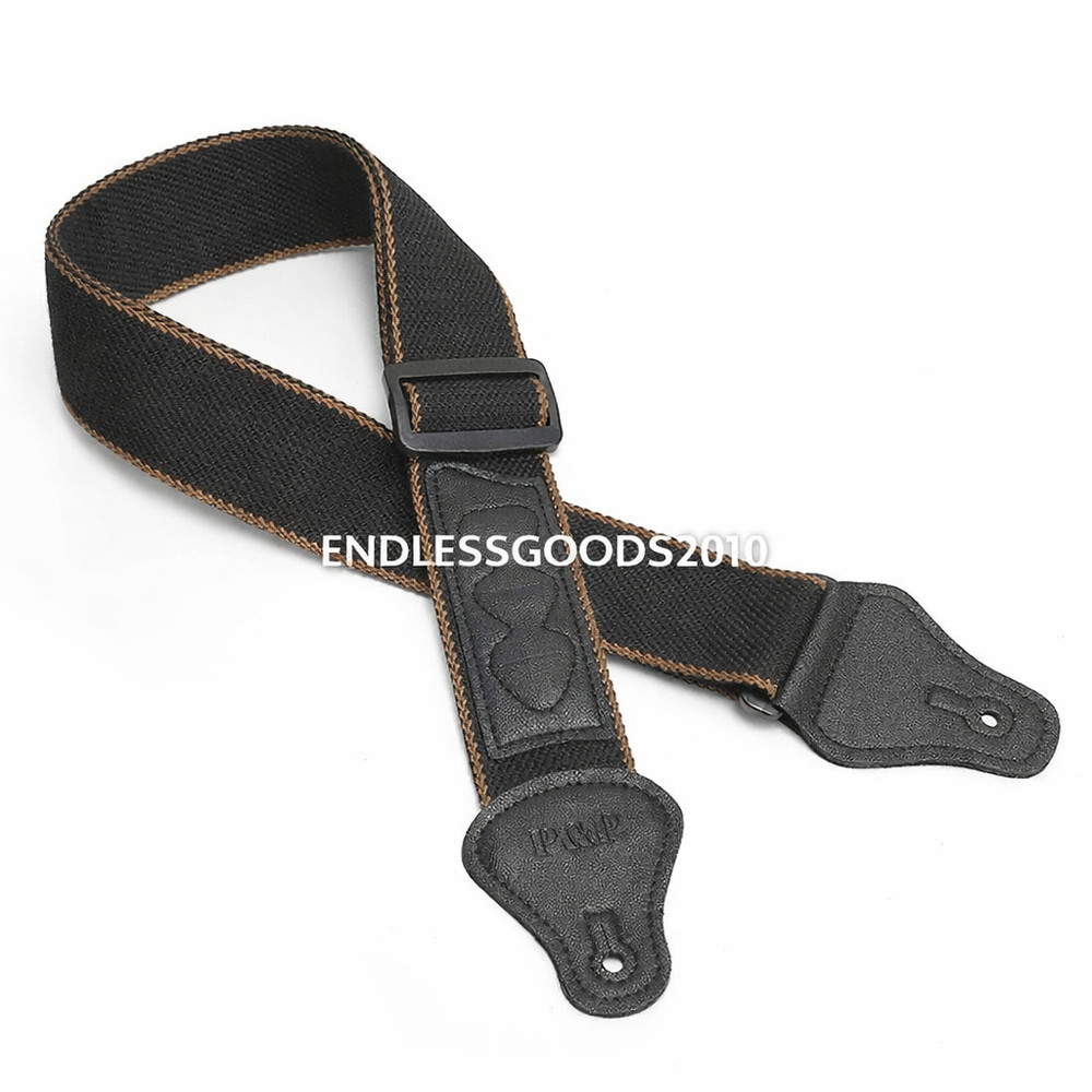 Adjustable Guitar Strap with Pick Holder, Genuine Leather Ends
