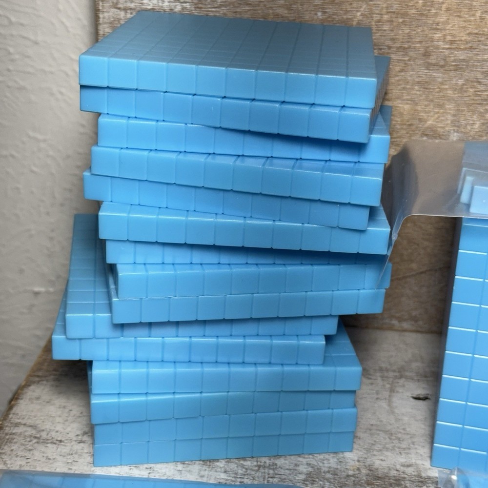 Unbranded Hands-On Blue Plastic Base Ten Blocks Counting Manipulative Kit
