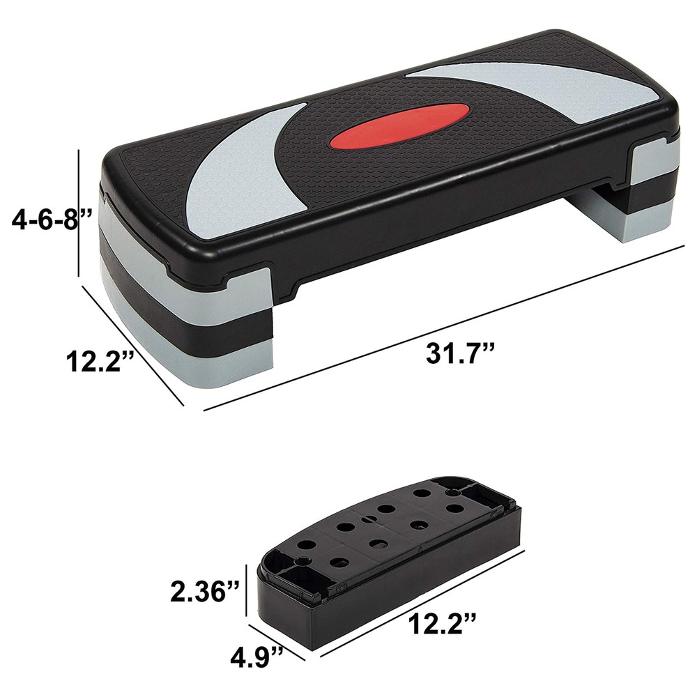 Fitness Adjustable Workout Aerobic Step Platform Trainer, Gray/Black (Open Box)