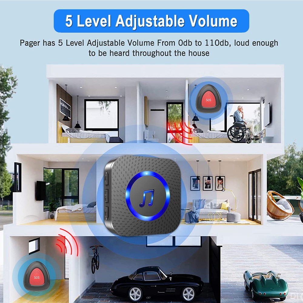 Caregiver Pager Wireless Call Button for Elderly,Intercoms Wireless For Home