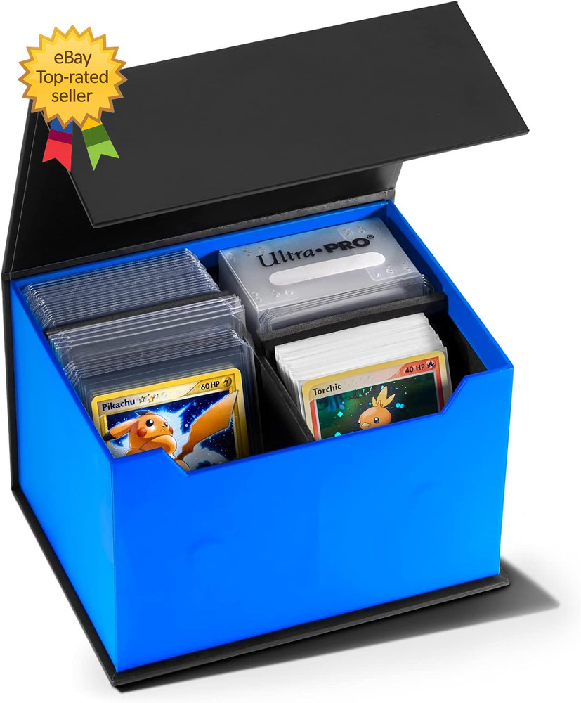 Toploader Trading Card Storage Case 2 Row Magnetic Flip Box W/Adjustable Divider