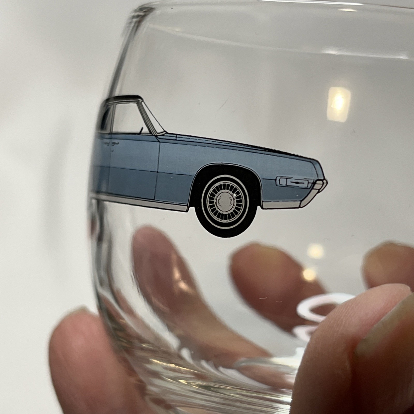 1968/69 Ford Thunderbird Dealer Promotional Roly Poly Low Ball Whiskey Glass