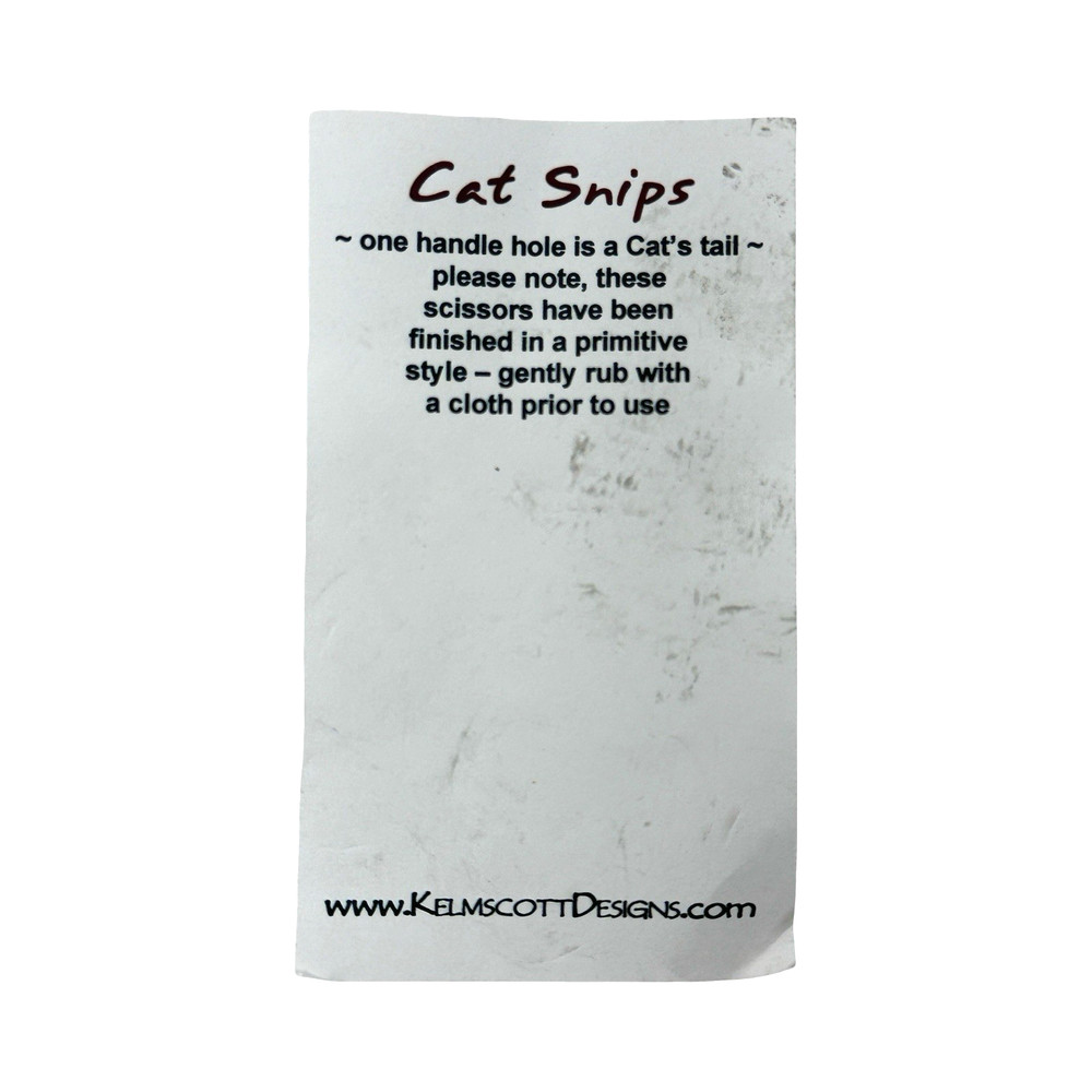 KelmScott Designs Scissors Cat Snips Embroidery Thread Sewing Primitive