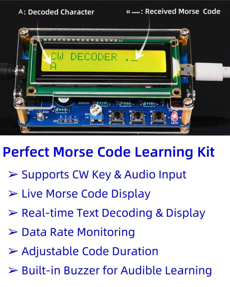 DIY Morse Code Trainer kit, Complete Project kit with Pre-soldered PCB & Encl...
