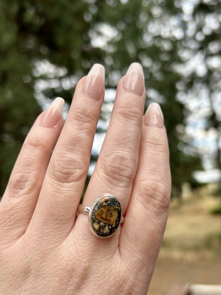 RARE Maligano Jasper Handmade Solid Sterling Silver Ring Size 9 Inc Ring Box