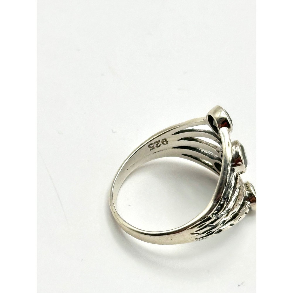 Faceted 5 Stone Labradorite Sterling Silver Handmade Ring Size 9