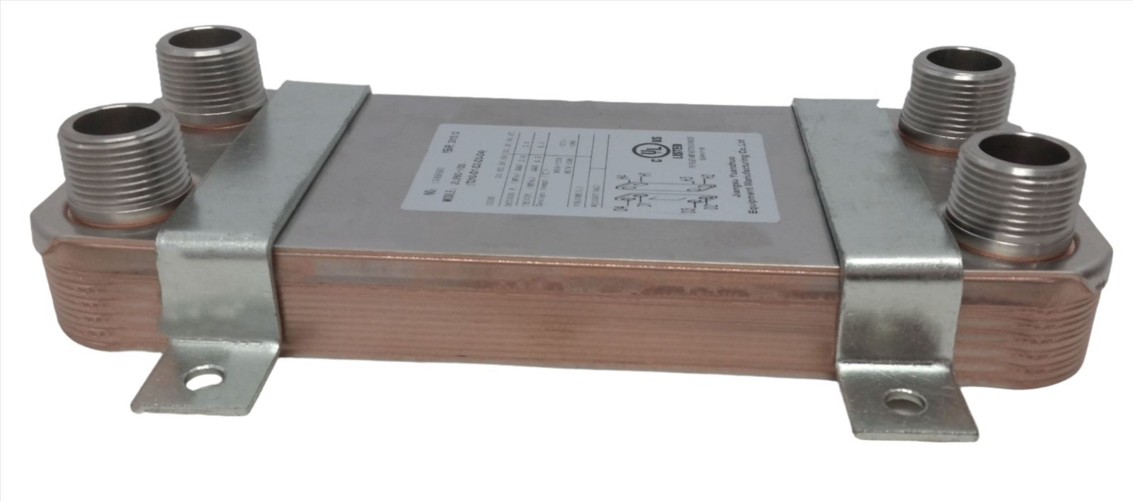 10 Plate Water to Water Brazed Plate Heat Exchanger 1" MPT Ports w/ Brackets