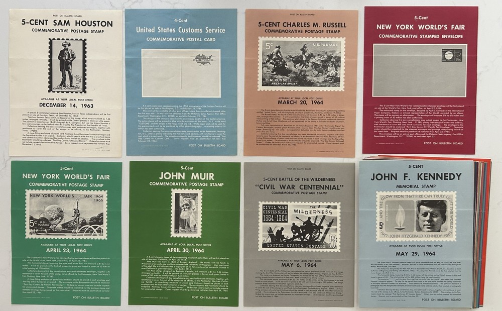 75+ US Post Office Bulletin Board Stamp Posters - 1961-1966