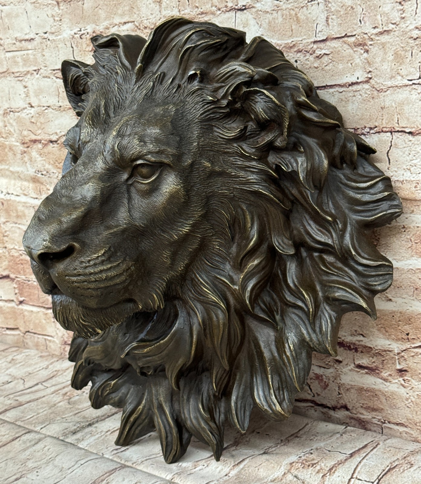 Wall Mounted Hanging Lion Head Bust Sculpture Decor Signed Original Milo 18"