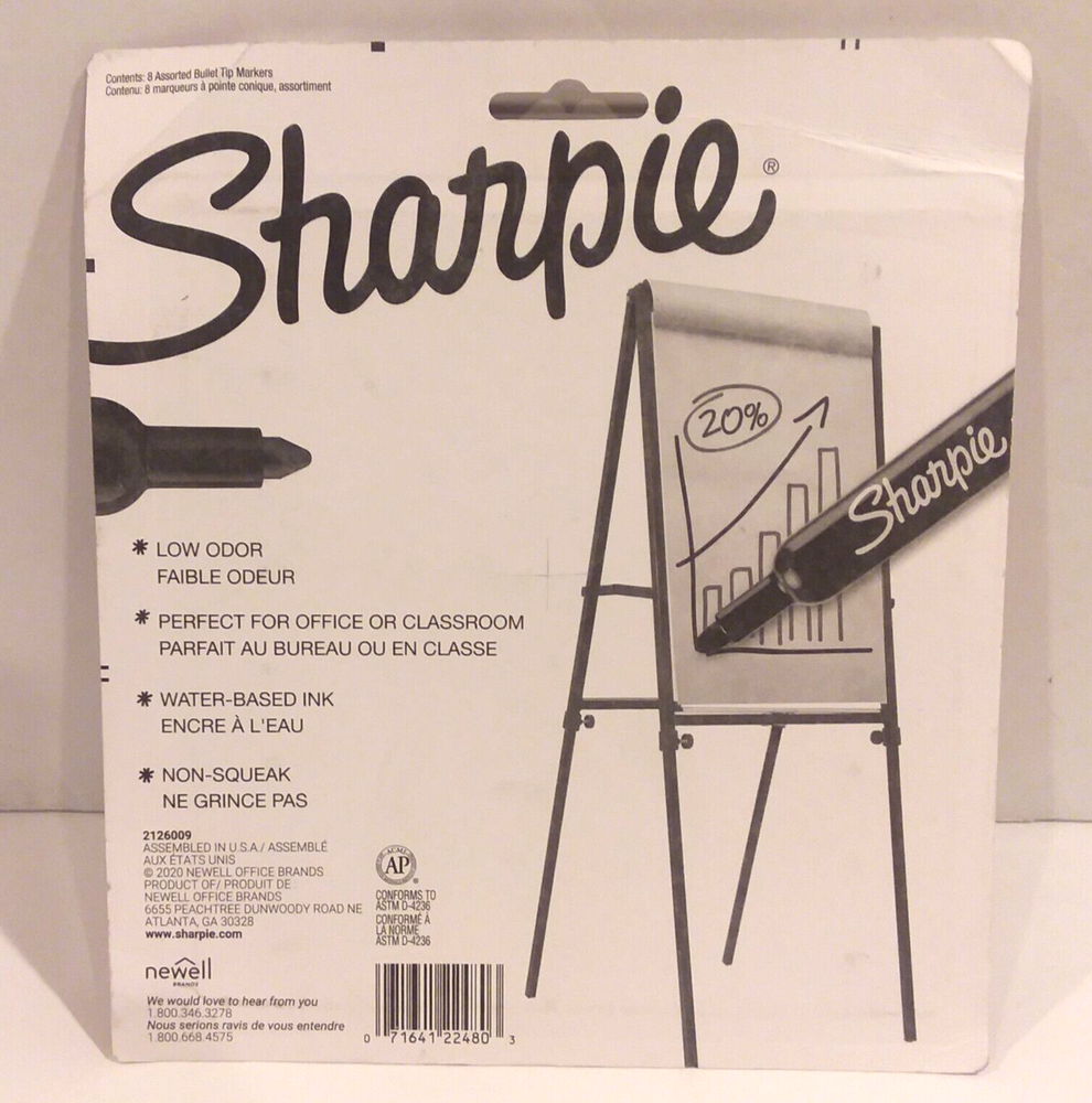 8-Pack Sharpie Flip Chart Markers Bullet Point Assorted Colors 22480 NEW