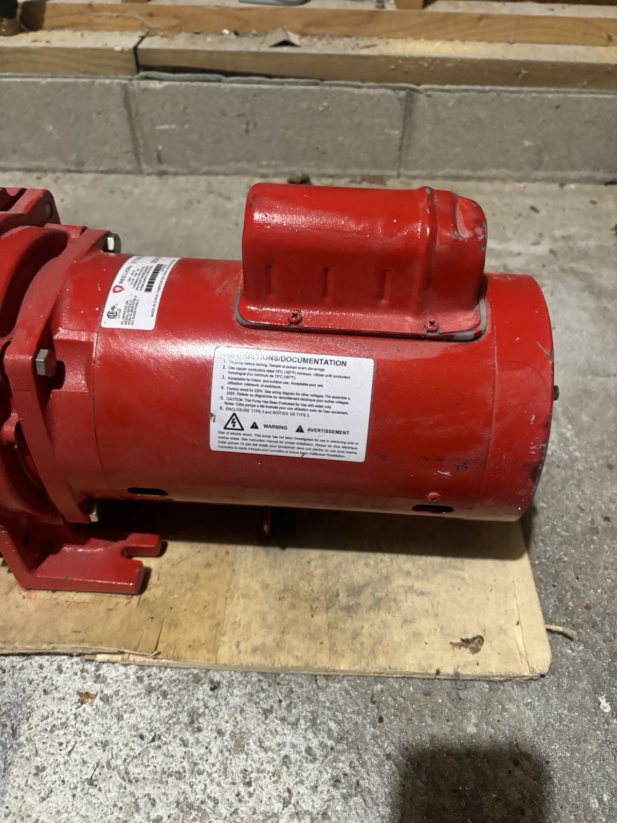 Red Lion Sprinkler Pump RL-SPRK200-BR Sprinkler Pump 2.0 HP *UNTESTED*