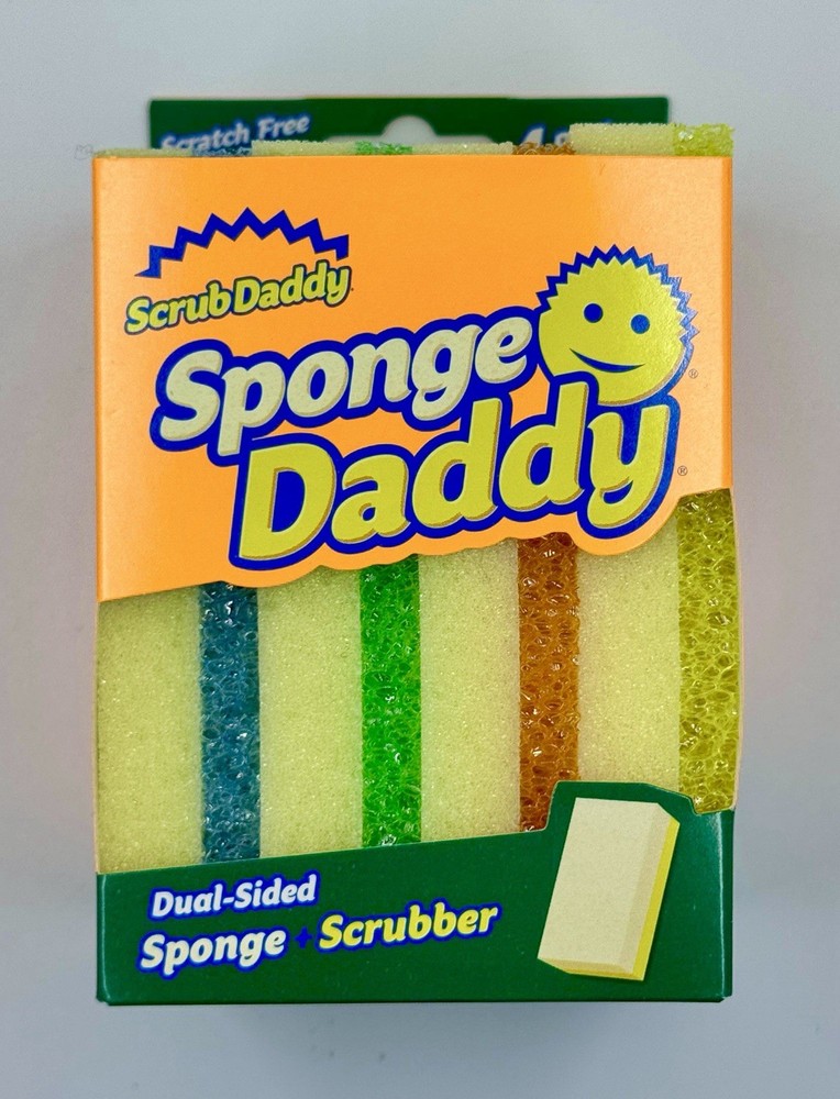 Scrub Daddy Sponge Daddy 4-Pack Dual Sided Scratch Free Sponge Scrubber