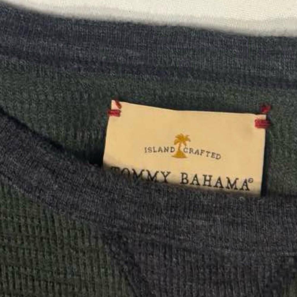 Tommy Bahama Men's L Olive Green Textured Pullover