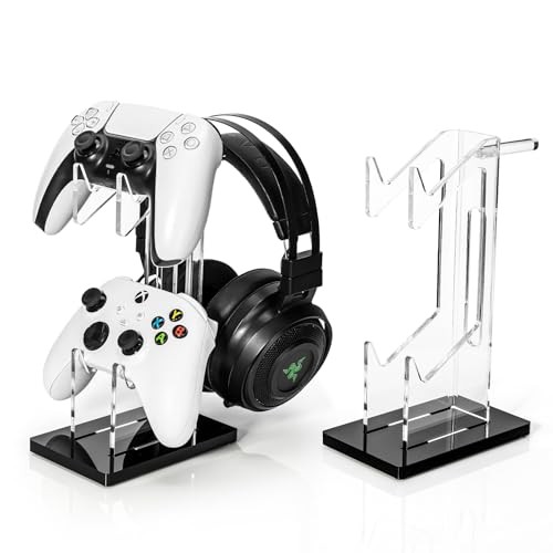 Headset and Controller Stand, Space-Saving 2 Tier 2 Tier-without lights Black