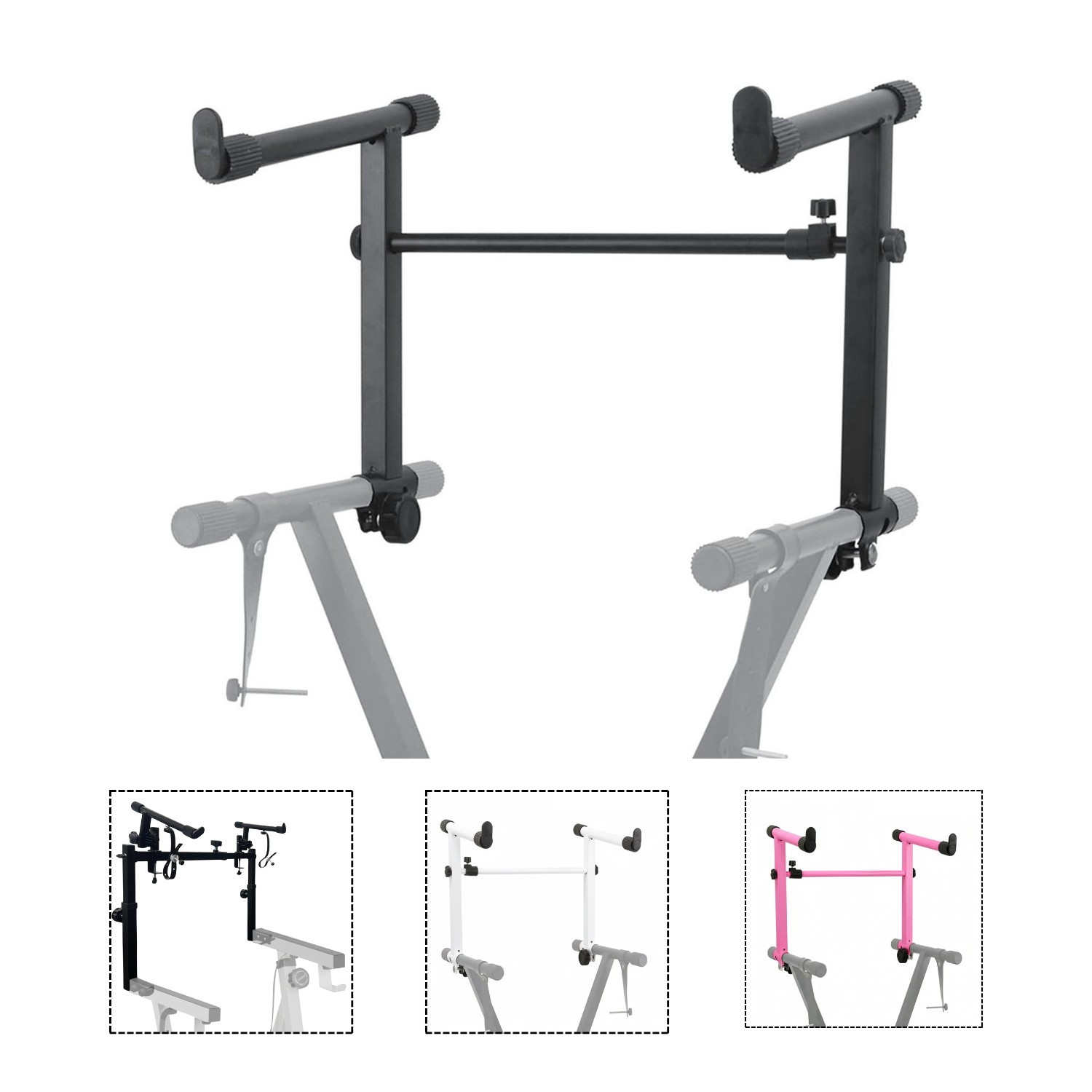 5Core Keyboard Stand Universal 2 Tier Heavy Duty Adjustable Attachment w Strap
