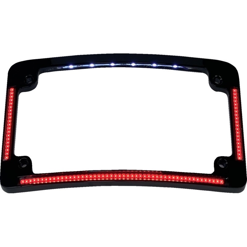 Custom Dynamics TF08-B Radius License Plate Frame with Red Leds- Gloss Black