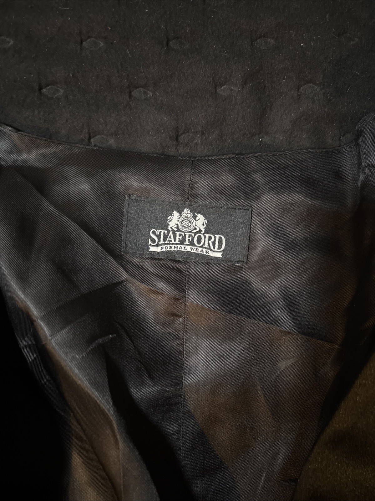 Stafford Formal Wear Mens Black Satin Tuxedo Vest Adjustable Cinch Back 5 Button