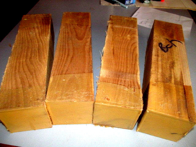 FOUR (4) BEAUTIFUL BEECH TURNING BLANKS LUMBER WOOD LATHE CARVE 3 X 3 X 12"