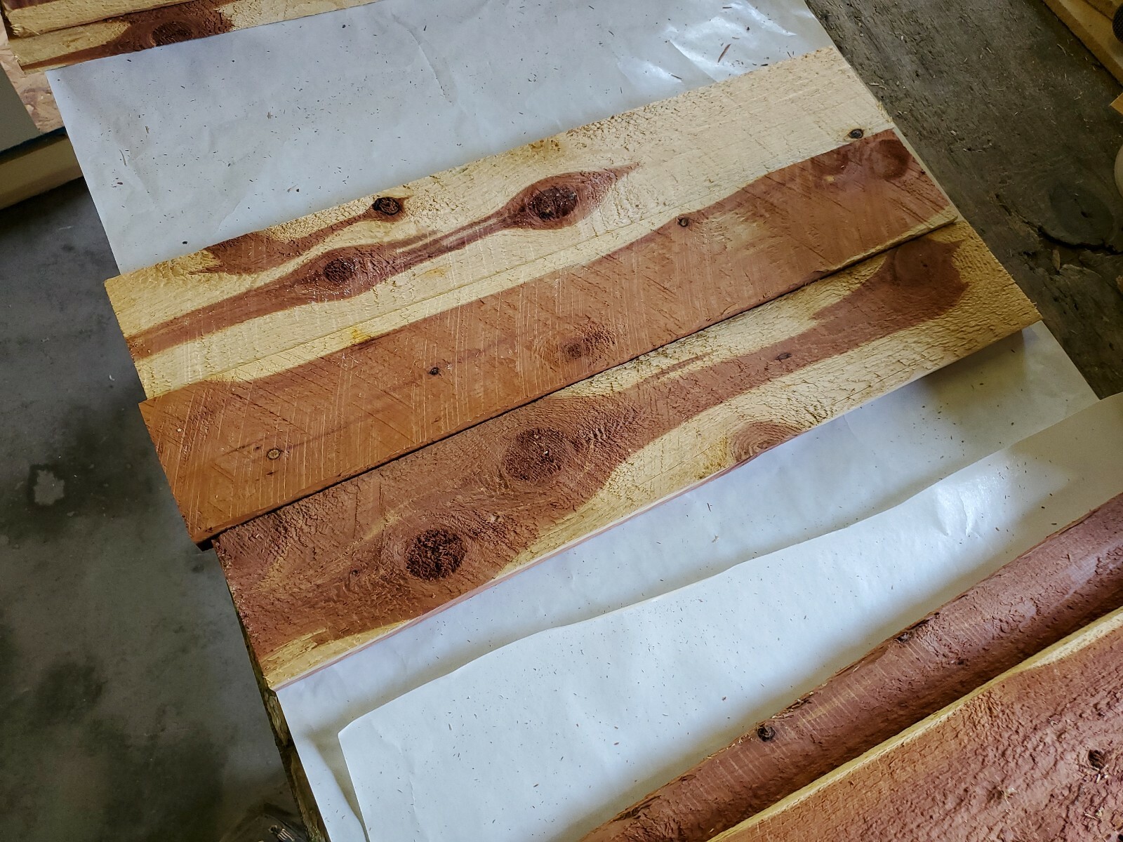 9 pcs. Aromatic Eastern Red Cedar Rough Cut 7/8" - 1" x 3 1/2" Boards 23-1/2" L