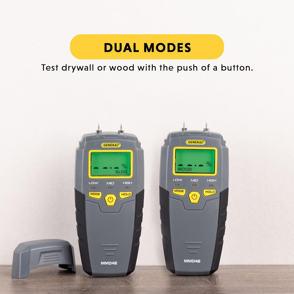 MMD4E Digital Moisture Meter, Water Leak Detector, Moisture Tester, Pin Type