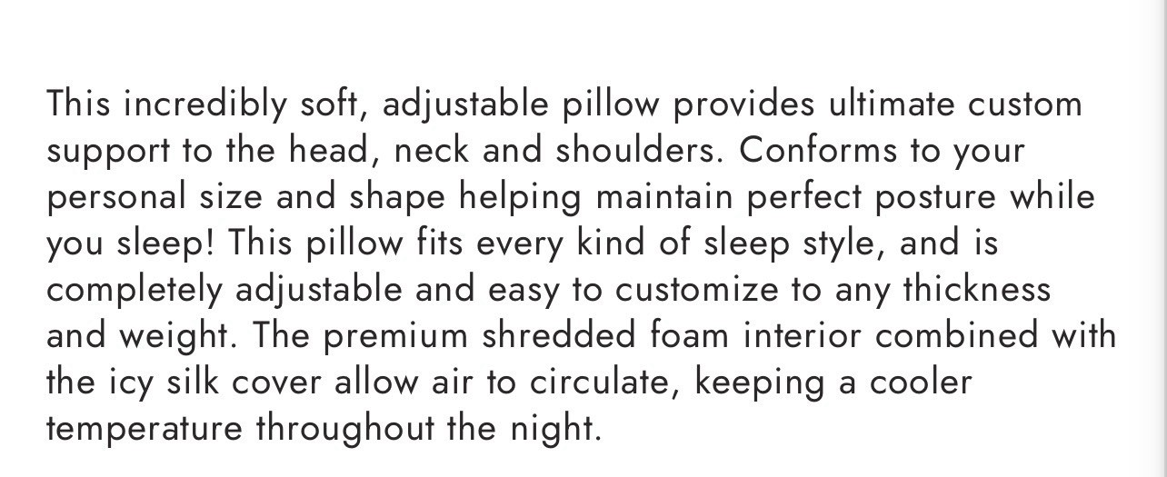 Powers King Size Adjustable Cooling Pillow BRAND NEW