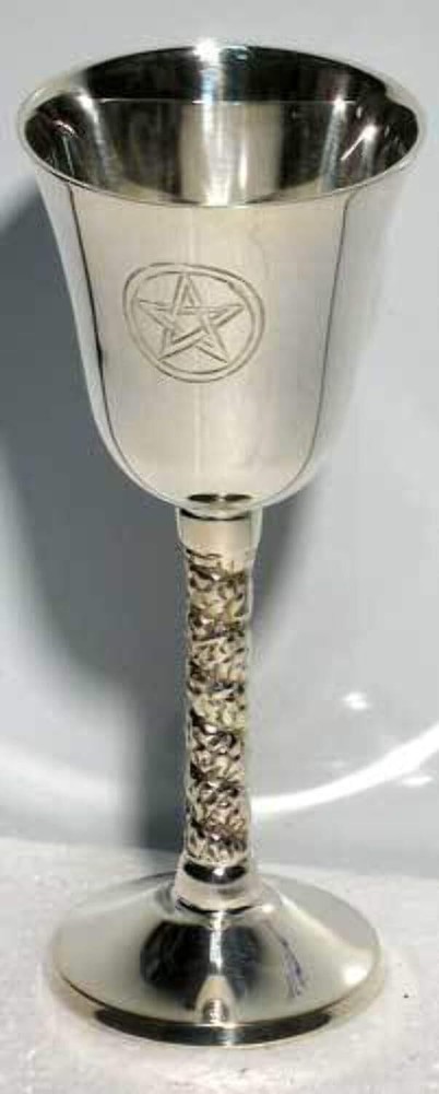 Pentagram Chalice 5" High~ Silver Plated 100% Solid Brass
