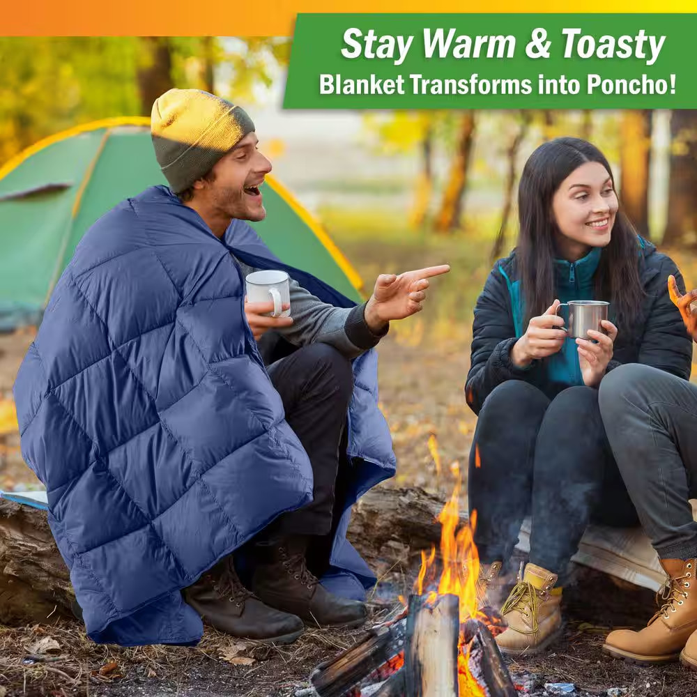 78 X 52 In. down Camp Blanket, Blue