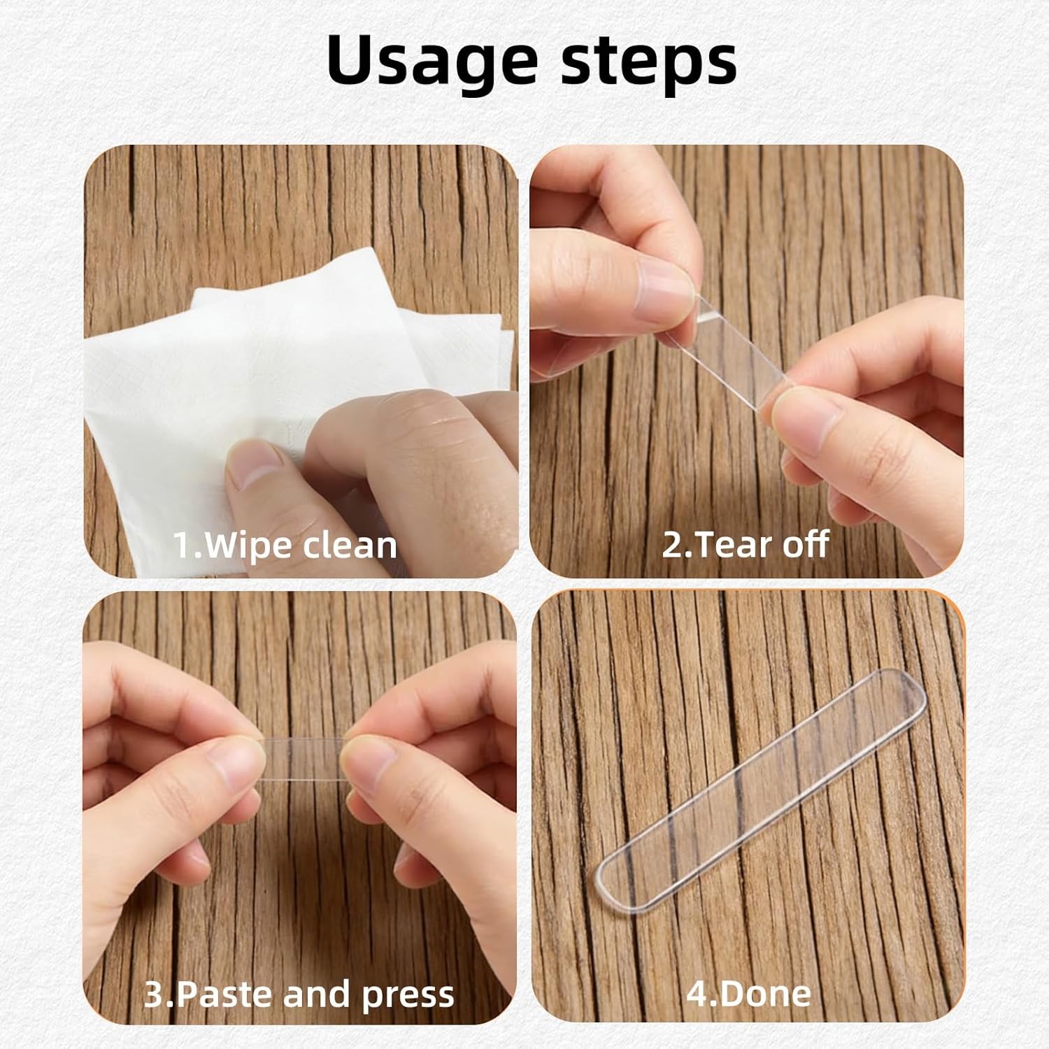 50 PCS Door Silencer Long Strip Self-Adhesive Clear Rubber Cabinet Bumpers Noise