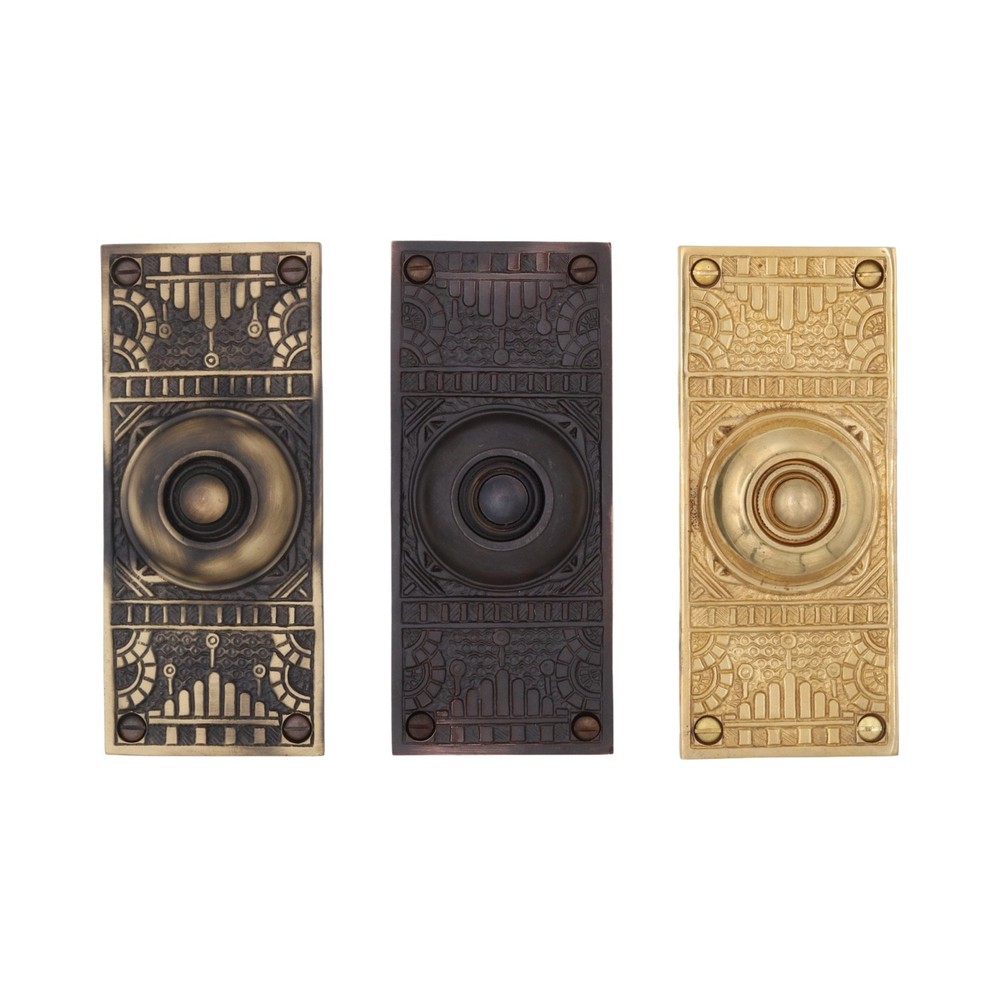 Victorian Style Push Button Solid Cast Brass Doorbell - 3 Finish Choices