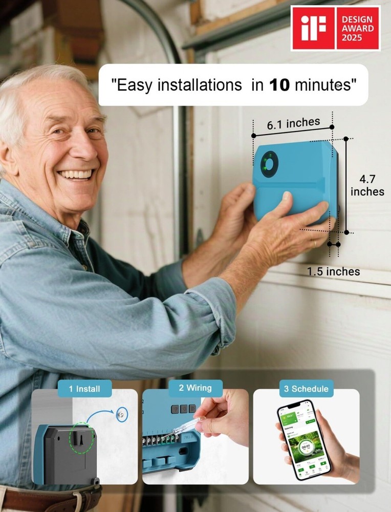 Smart Sprinkler Controller Irrigation System Watering Timer 4-Zone Cyclic Period