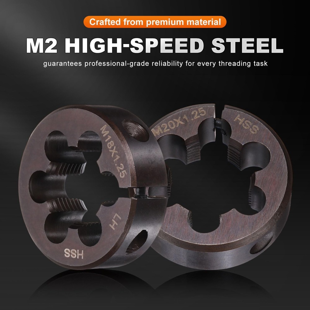M5x1 Round Die Adjustable Right Hand Metric Machine Threaded HSS Cut Tool