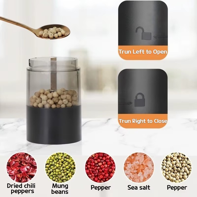 2PCS Electric Salt and Pepper Grinder Set Automatic Grinder w/ Rechargeable Base