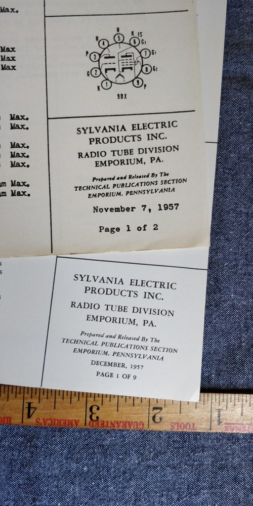 1957 ~ Sylvania ~ Engineering Service Data Lot ~ Triode Pentode