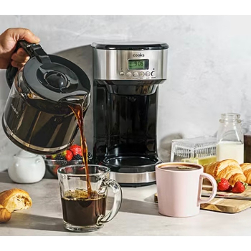 Cooks 12 Cup Programmable Coffee Maker Stainless Steel Black