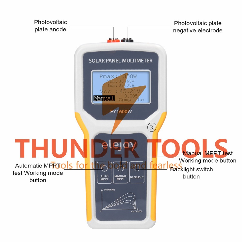 Thunder Tools 1600W Photovoltaic Panel Multimeter Solar Panel MPPT Tester