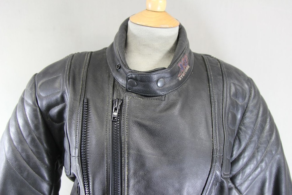 X8 SYSTEMS CLASSIC BLACK LEATHER BIKER JACKET 36 INCH