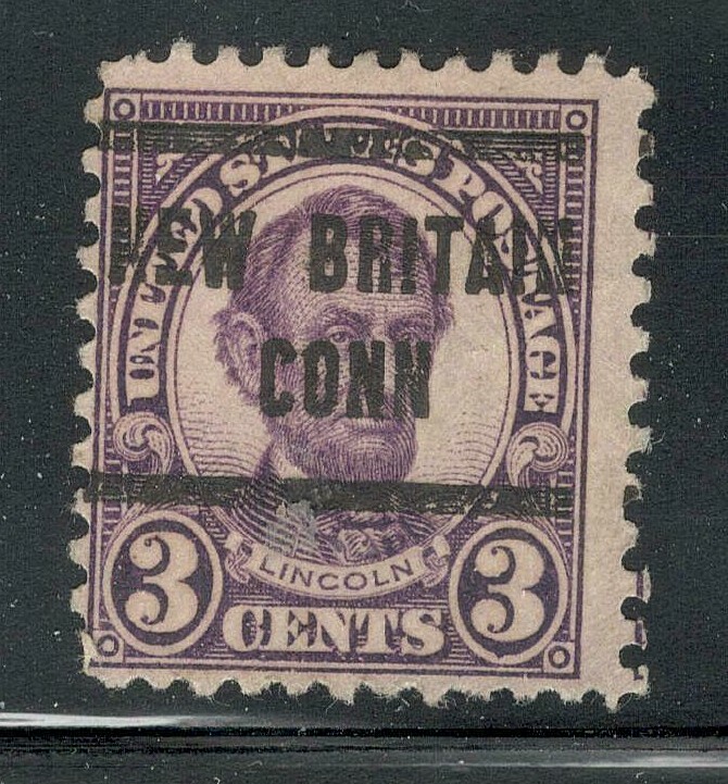 Sc # 635 ~ 3 cent Lincoln Issue, Precancel, NEW BRITAIN CONN