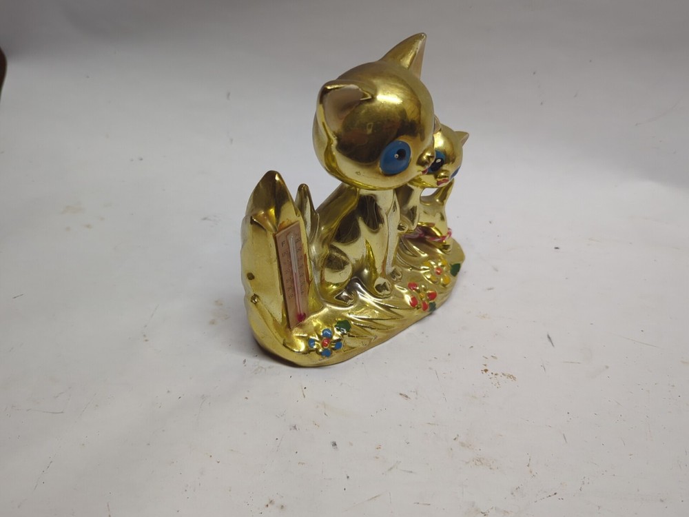 Vintage Artmark Gold Thermometer Cat Decorative
