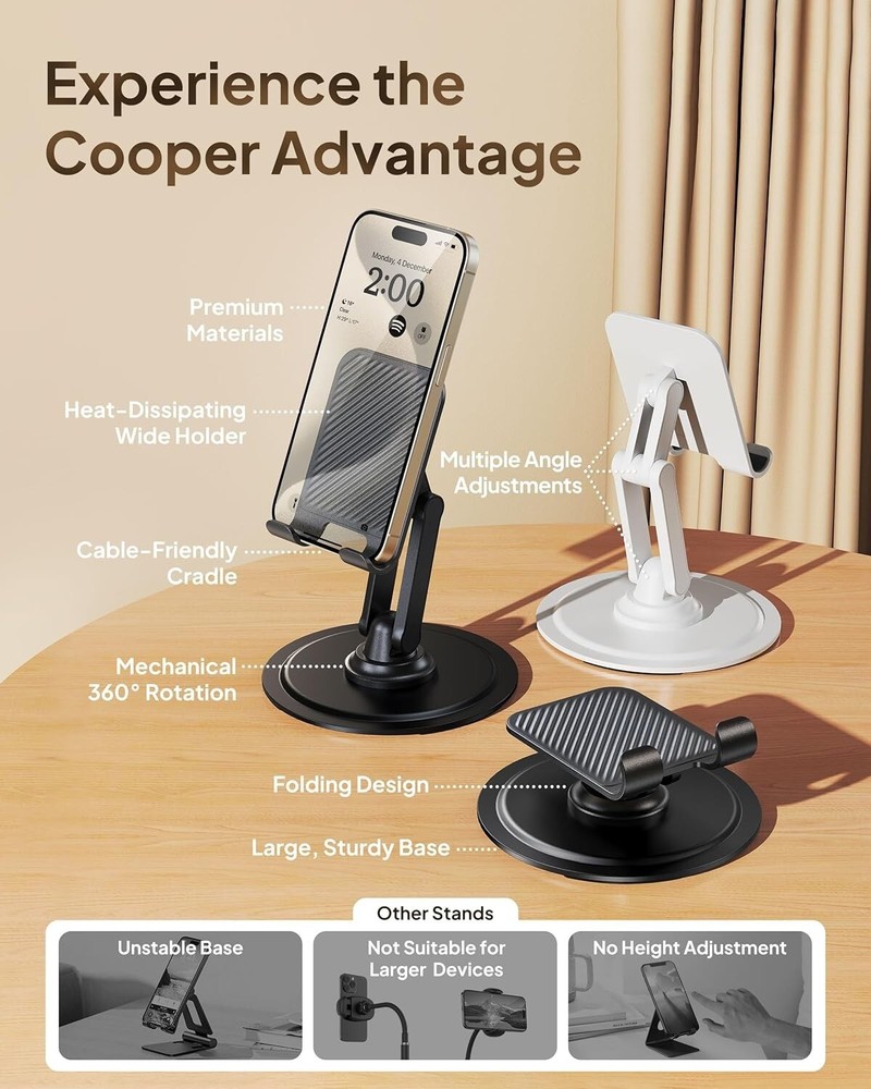 Cellphone and Tablet Stand Holder for Desk Table with Angle Height Adjustable