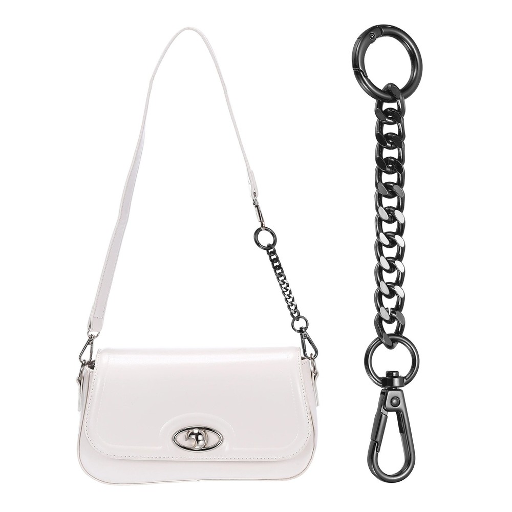 6" Chunky Metal Purse Strap with Spring Buckle, Black,  0.4" Width