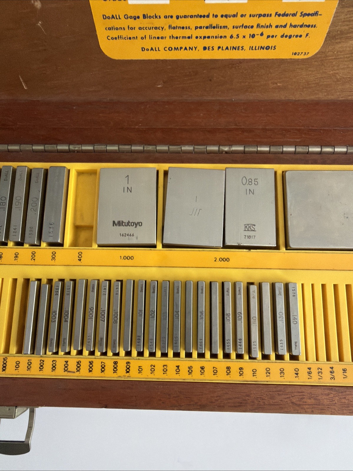 DoAll Gage Block Set 34R, A+ Gauge Block Set In Case, Incomplete