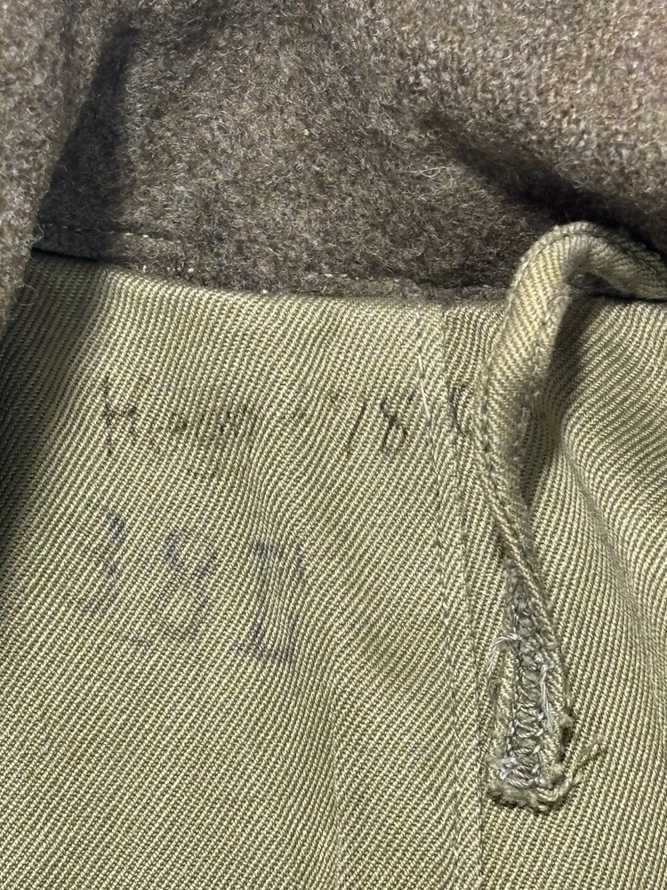 WWII US Army Wool Overcoat PVT 7th Service Command Patch Size 38L Vintage