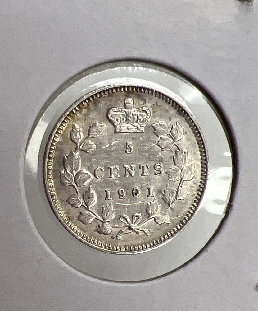 Canada 5 Cents 1901 Silver Coin KM#2