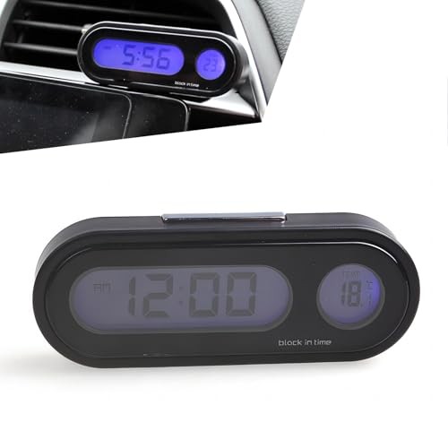 Black Mini Waterproof LED Digital Clock with Temperature Display, Adjustable