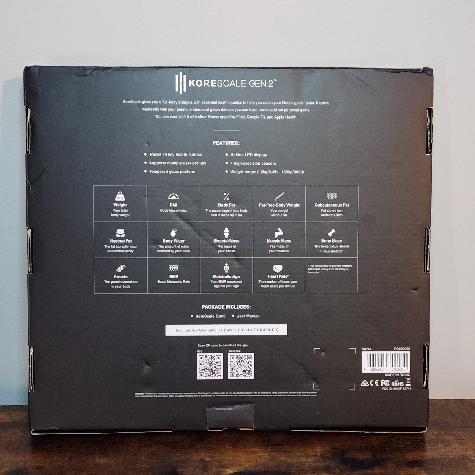 KoreScale Gen 2 Bluetooth Smart Body Scale – Weight, BMI, Body Fat Analyzer