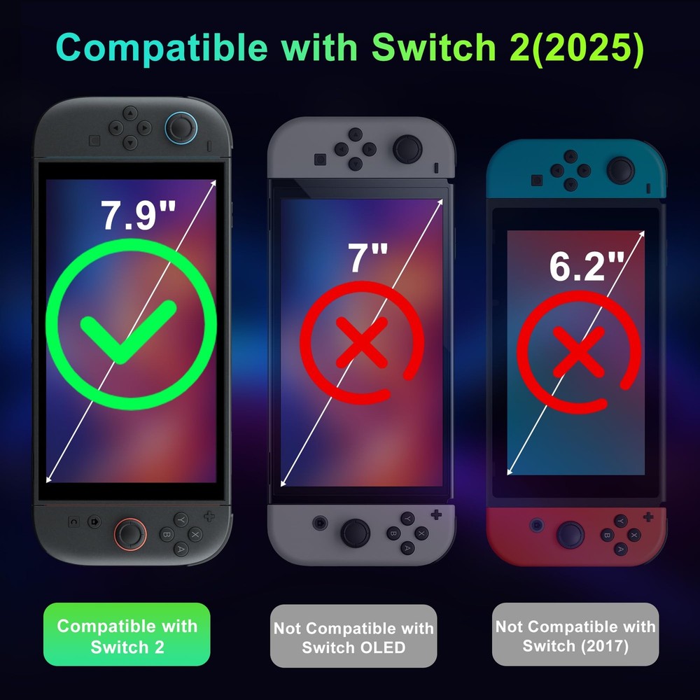 Nintendo Switch 2 - 7.9" Screen Protector - HD Clear with 9H Hardness - 2 Pack