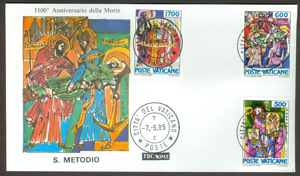 Vatican City Sc# 752-4: St. Methodius on FDC